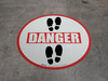 Danger: Shoe Prints Up Circular v2 - Floor Sign Danger: Shoe Prints Up Circular v2 - Floor Sign