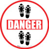 Danger: Shoe Prints Up Circular - Floor Sign