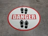Danger: Shoe Prints Up Circular - Floor Sign