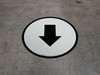 Down Arrow Black Circular - Floor Sign