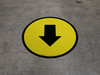 Down Arrow Yellow Circular - Floor Sign