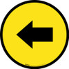 Left Arrow Yellow Circular - Floor Sign