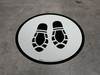 Shoe Print Down Black Circular - Floor Sign Shoe Print Down Black Circular - Floor Sign