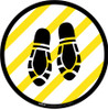 Shoe Print Down Yellow and White Circular - Floor Sign