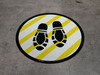 Shoe Print Down Yellow and White Circular - Floor Sign