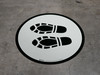 Shoe Print Left Black Circular - Floor Sign