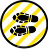 Shoe Print Left Yellow and White Circular - Floor Sign