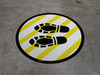Shoe Print Left Yellow and White Circular - Floor Sign