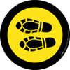 Shoe Print Left Yellow with Black Border Circular - Floor Sign