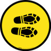 Shoe Print Right Yellow Circular - Floor Sign