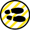 Shoe Print Right Yellow and White Circular v2 - Floor Sign