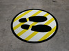 Shoe Print Right Yellow and White Circular v2 - Floor Sign