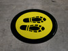 Shoe Print Right Yellow with Black Border Circular - Floor Sign