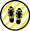 Shoe Print Up Yellow and White Circular - Floor Sign