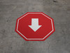 Down Arrow Red Stop - Floor Sign