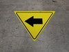 Left Arrow Yellow Yield - Floor Sign