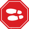 Shoe Print Left Red Stop v2 - Floor Sign