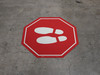 Shoe Print Left Red Stop v2 - Floor Sign