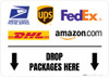 Drop Packages Here Down Arrows with Logos Landscape - Floor Sign Drop Packages Here Down Arrows with Logos Landscape - Floor Sign