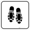 Shoe Print Down Black Square - Floor Sign