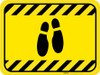 Shoe Print Down Hazard Striped Rectangle v2 - Floor Sign