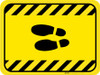 Shoe Print Left Hazard Striped Rectangle v2 - Floor Sign