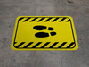 Shoe Print Left Hazard Striped Rectangle v2 - Floor Sign