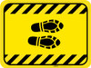 Shoe Print Right Hazard Striped Rectangle - Floor Sign