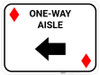 One Way Aisle Left Arrow Red Diamonds - Rectangle Casino - Floor Sign
