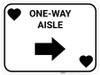 One Way Aisle Right Arrow Black Hearts - Rectangle Casino - Floor Sign
