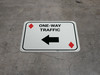 One Way Traffic Left Arrow Red Diamonds - Rectangle Casino - Floor Sign