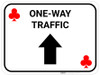 One Way Traffic Up Arrow Red Clubs - Rectangle Casino - Floor Sign