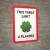 This Table Limit 4 Players Portrait with Poker Chip Emoji - Wall Sign