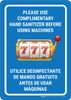 Please Use Complimentary Hand Sanitizer Before Using Machines Bilingual Spanish Portrait with Emoji - Wall Sign