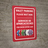 Casino Valet Parking - Please Wait Here Bilingual Spanish Portrait with Emoji - Wall Sign