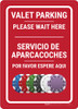 Casino Valet Parking - Please Wait Here Bilingual Spanish Portrait with Emoji - Wall Sign
