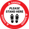 Danger Please Stand Here Shoe Prints Circular - Floor Sign Danger Please Stand Here Shoe Prints Circular - Floor Sign