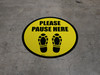 Please Pause Here Shoe Prints Black Border Circular - Floor Sign Please Pause Here Shoe Prints Black Border Circular - Floor Sign