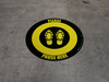 Please Pause Here Shoe Prints Black/Yellow Circular - Floor Sign