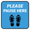 Please Pause Here Shoe Prints Blue Square - Floor Sign Please Pause Here Shoe Prints Blue Square - Floor Sign