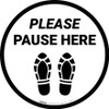 Please Pause Here Shoe Prints Circular - Floor Sign Please Pause Here Shoe Prints Circular - Floor Sign