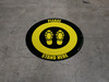 Please Stand Here Shoe Prints Black/Yellow Circular - Floor Sign