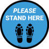 Please Stand Here Shoe Prints Blue Circular - Floor Sign Please Stand Here Shoe Prints Blue Circular - Floor Sign