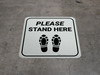 Please Stand Here Shoe Prints Square - Floor Sign