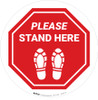Please Stand Here Shoe Prints Stop Circular - Floor Sign