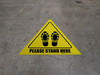 Please Stand Here Shoe Prints Triangle - Floor Sign
