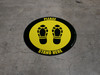 Please Stand Here Shoe Prints Yellow Black Border Circular - Floor Sign Please Stand Here Shoe Prints Yellow Black Border Circular - Floor Sign