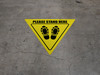 Please Stand Here Shoe Prints Yield - Floor Sign