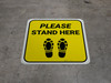 Please Stand Here Yellow Shoe Prints Square - Floor Sign