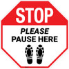 STOP Please Pause Here Shoe Prints Stop - Floor Sign